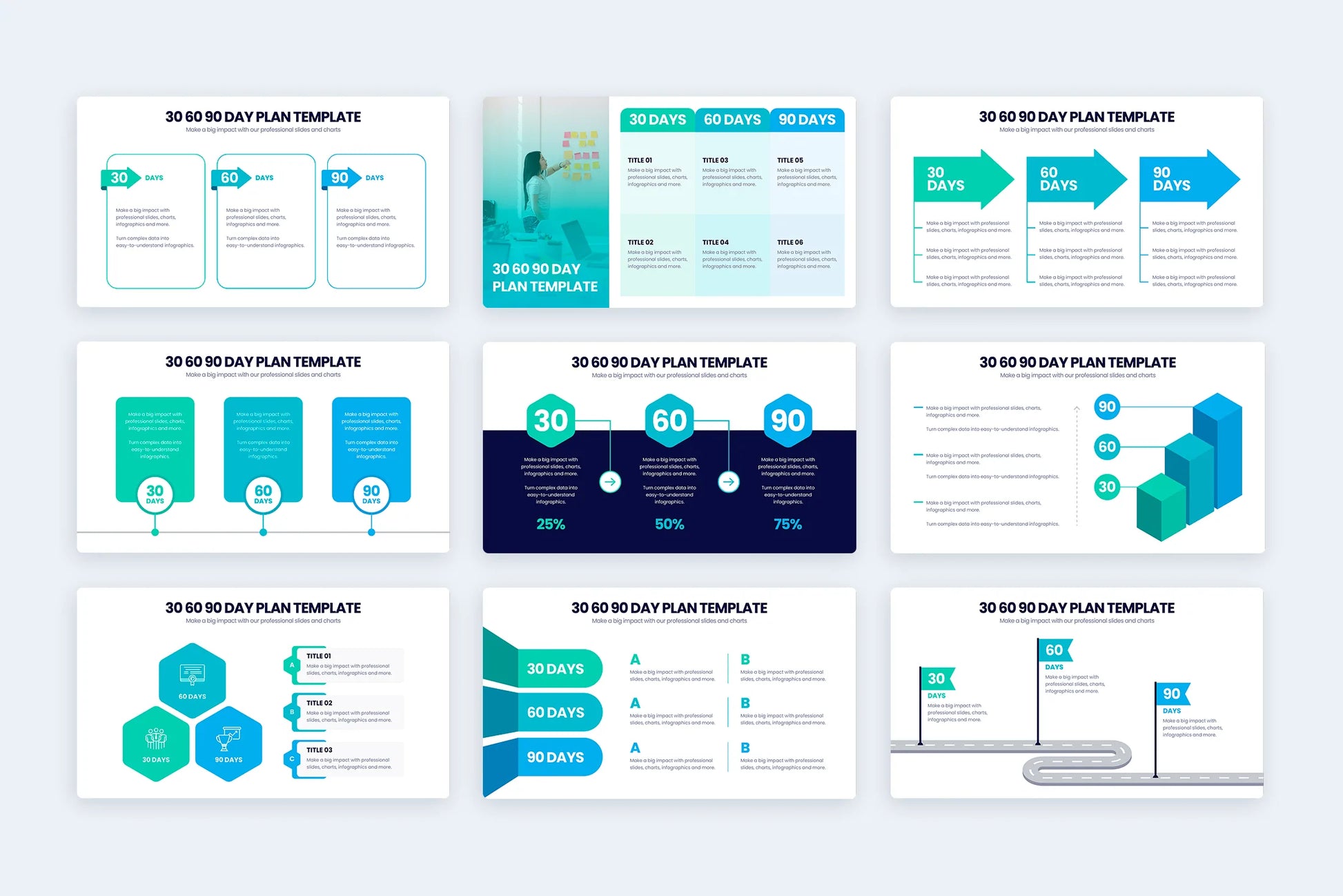 30 60 90 Day Plan infographics
