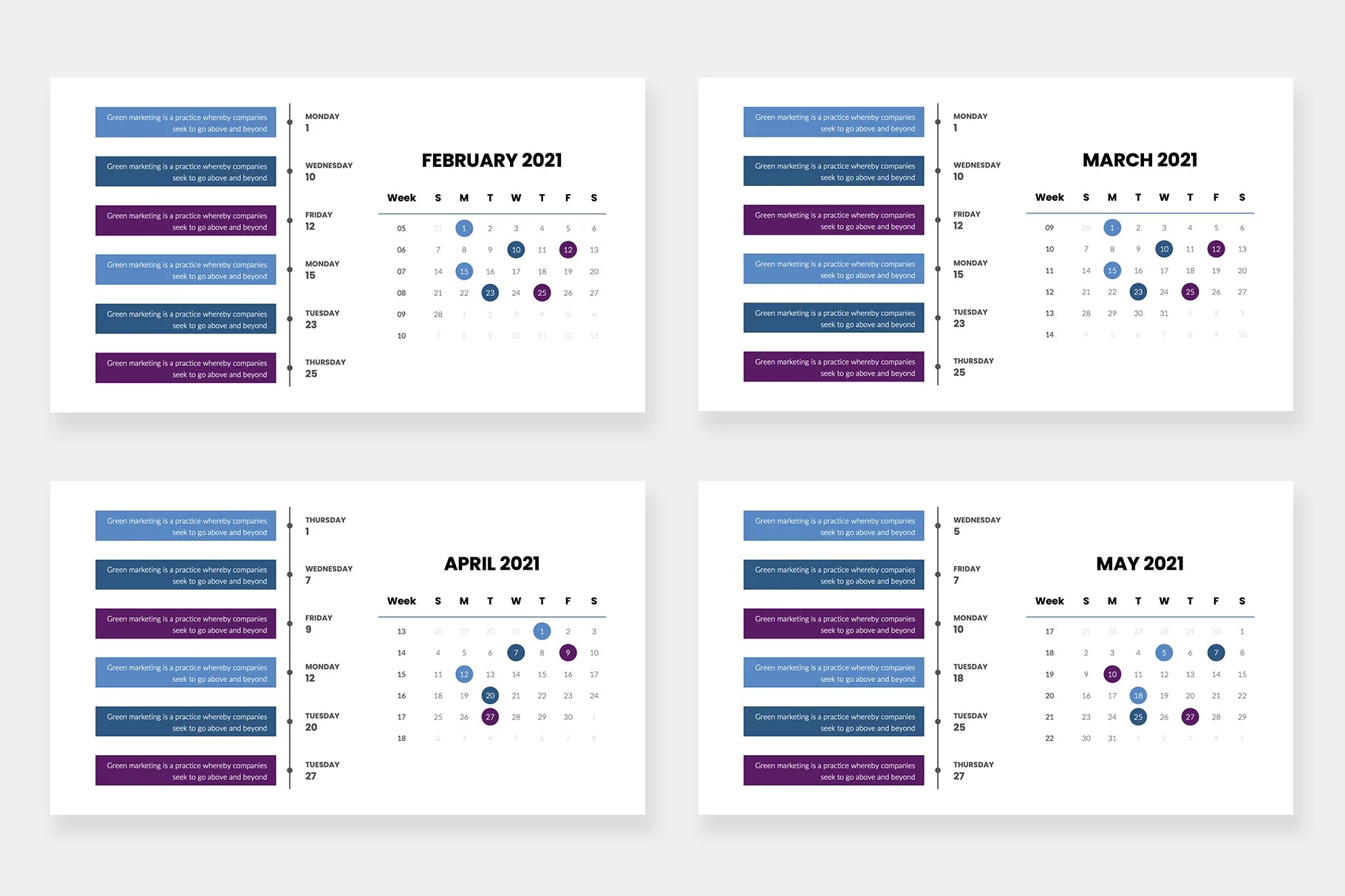 Calendar 2021 Slides Infographics template
