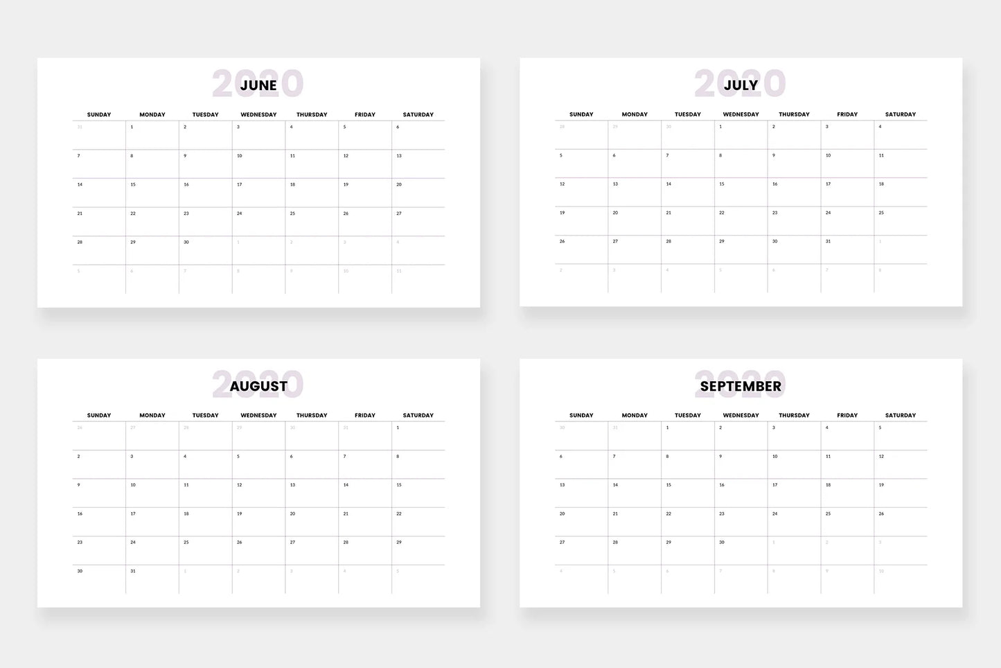 Calendar 2020 Slides Infographic Templates PowerPoint slides