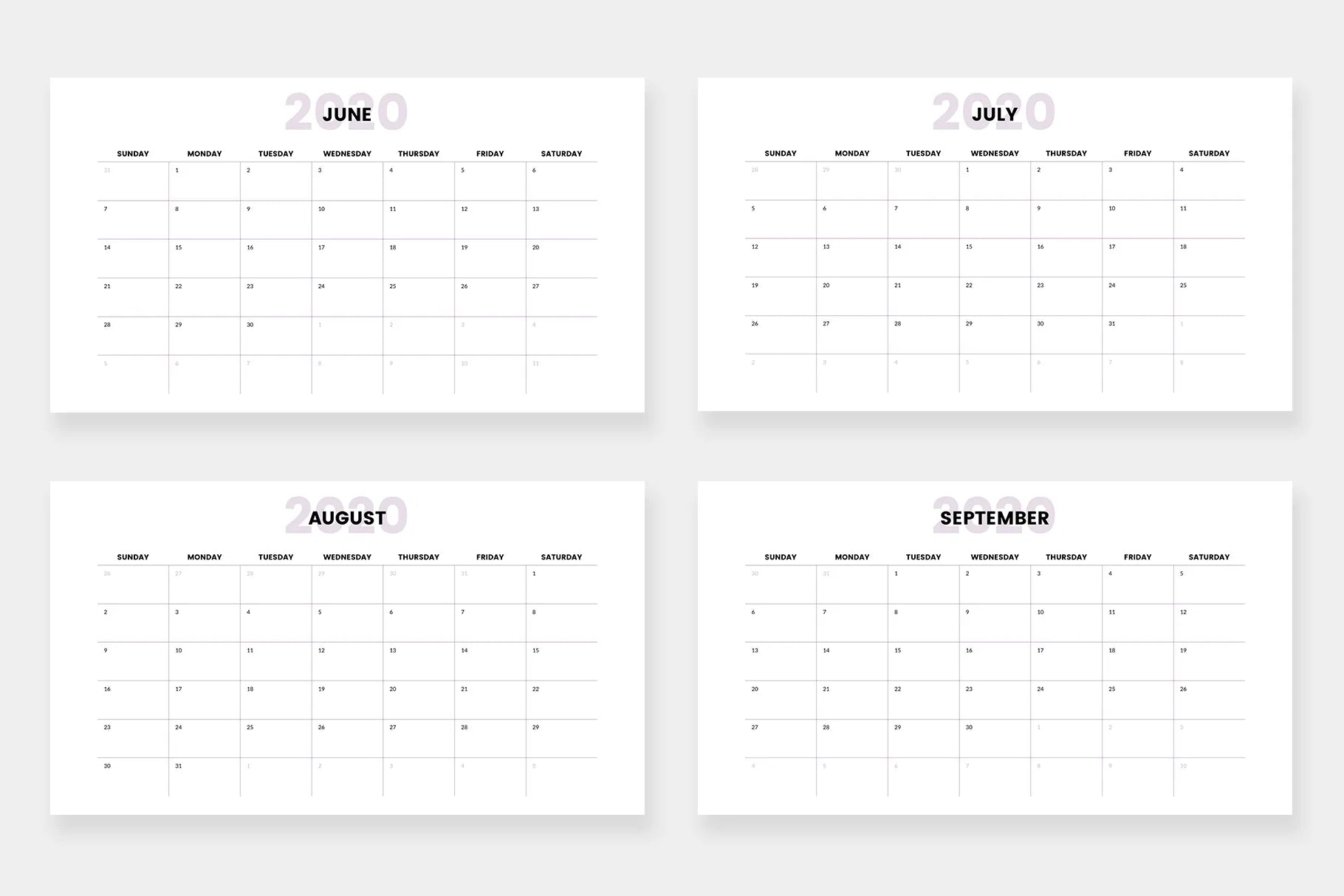 Calendar 2020 Slides Infographic Templates PowerPoint slides