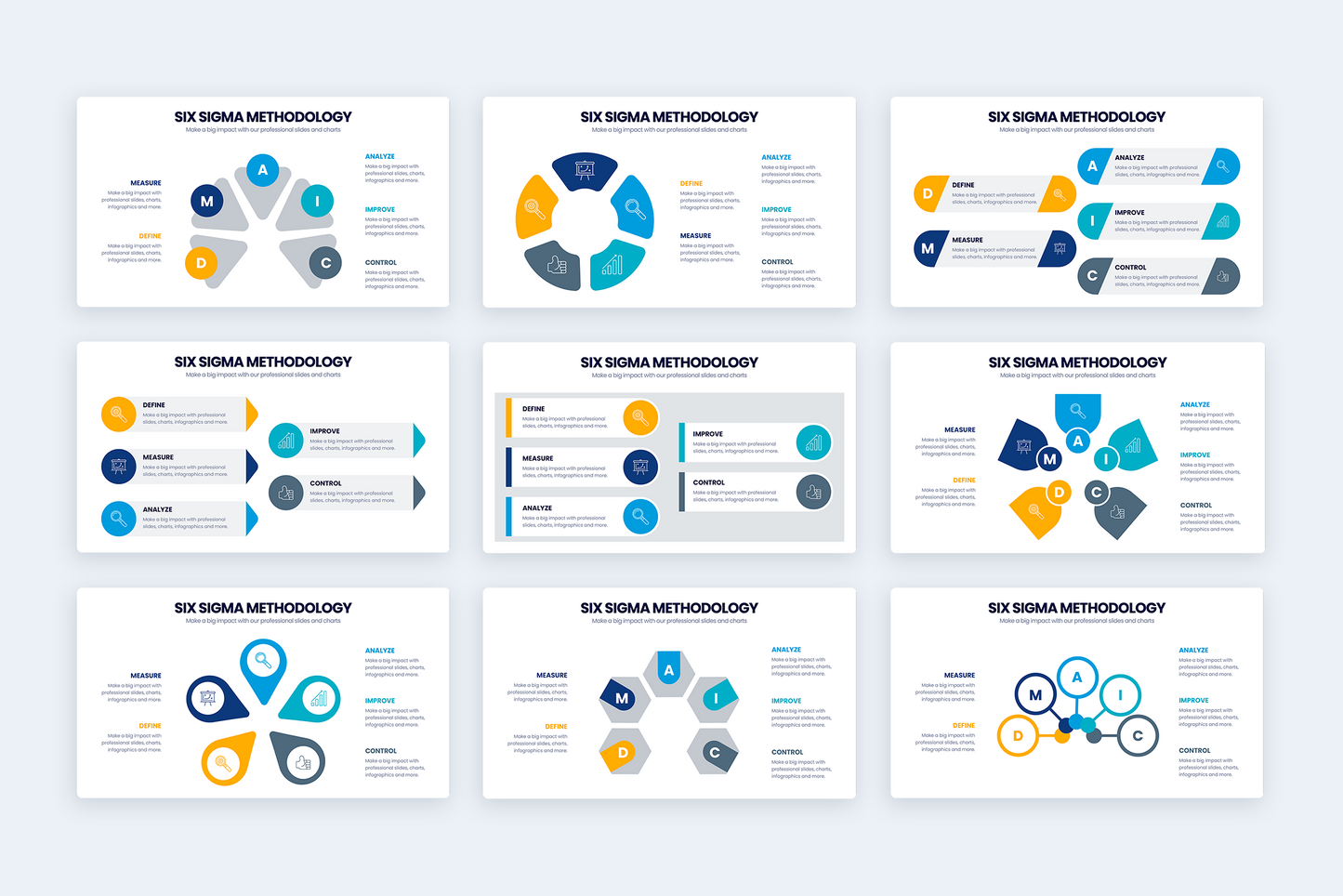 Six Sigma Methodology for PowerPoint Keynote Google Slides and Illustrator Infographic templates
