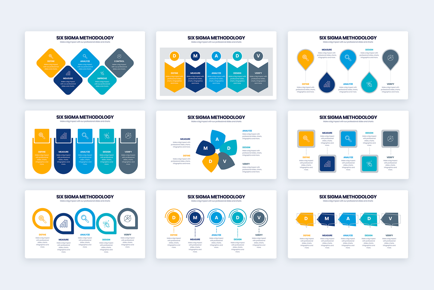 Six Sigma Methodology for PowerPoint Keynote Google Slides and Illustrator Infographic templates