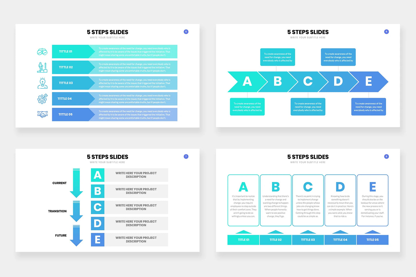 5 step Infographics PowerPoint templates