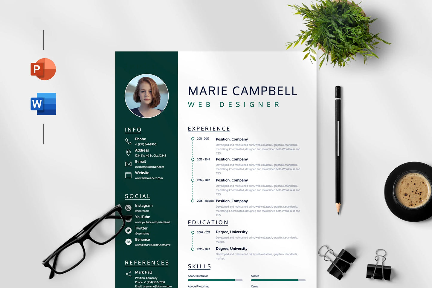 Aurora - Resume Template Infographics PowerPoint templates