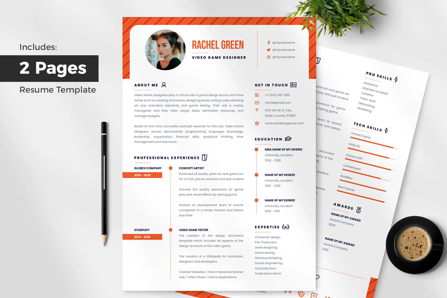 Ava Resume + Cover Letter   Infographics PowerPoint templates