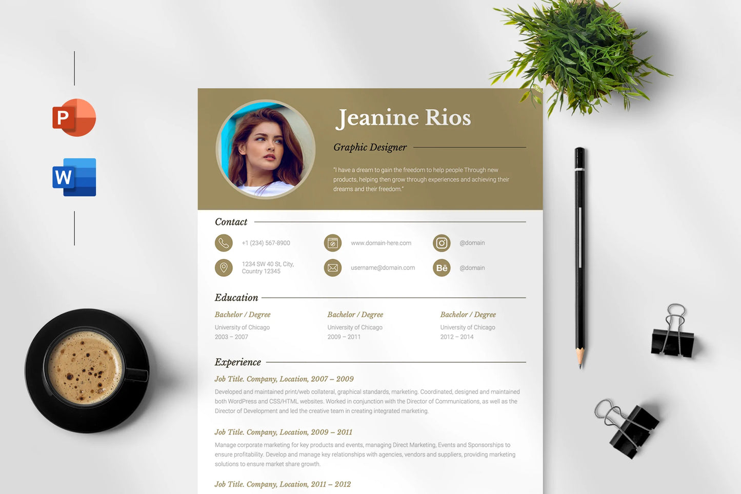 Chloe - Resume Templates PowerPoint slides