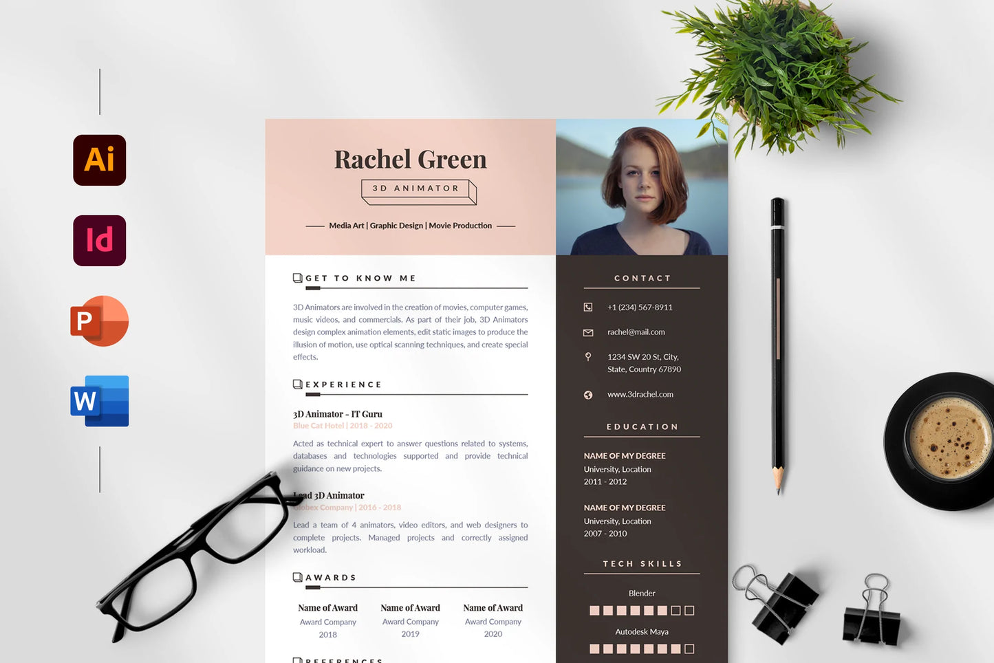 Ella Resume + Cover Letter Template Infographic templates