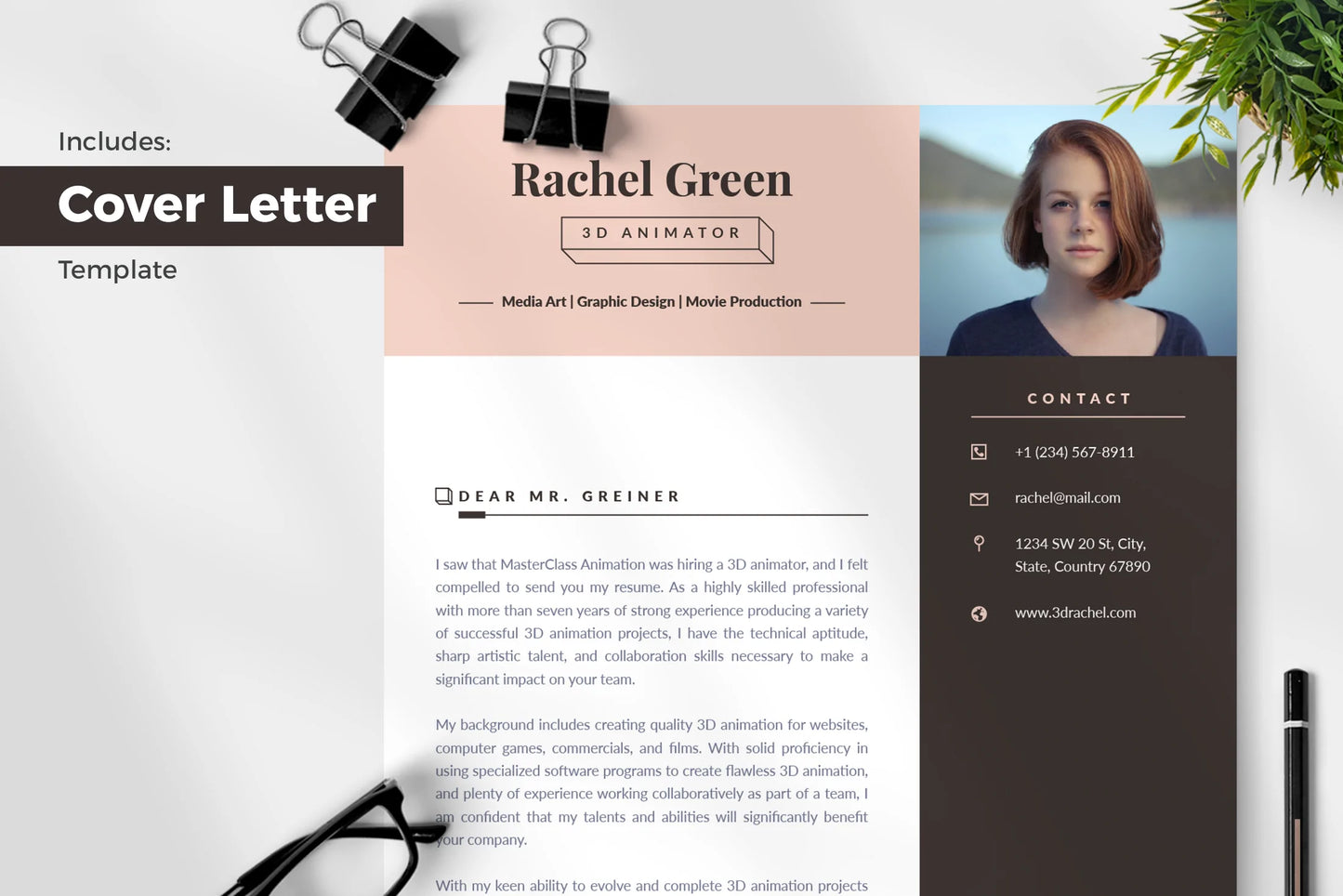 Ella Resume + Cover Letter Template Infographic templates