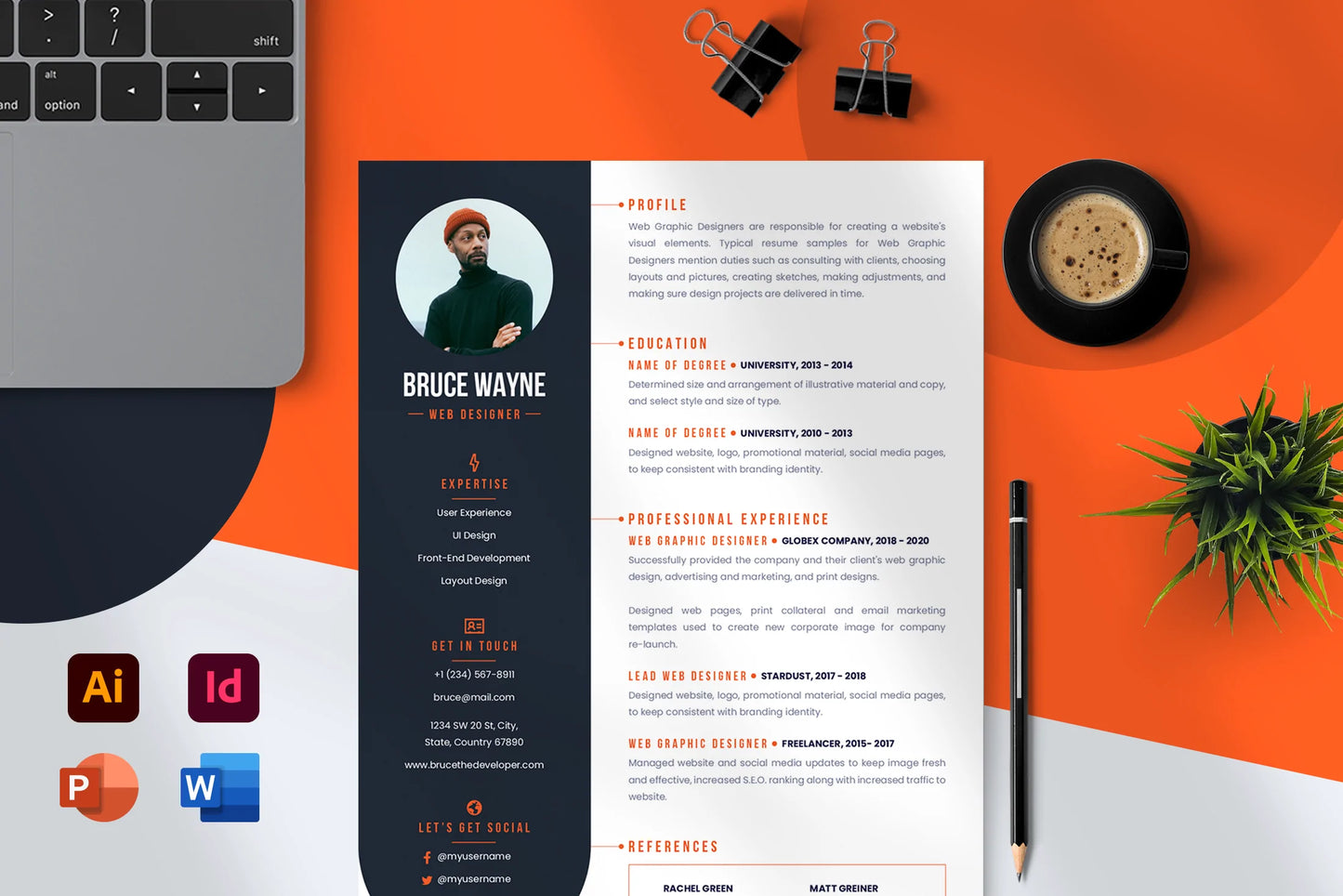 Leo Resume + Cover Letter Template Infographic templates