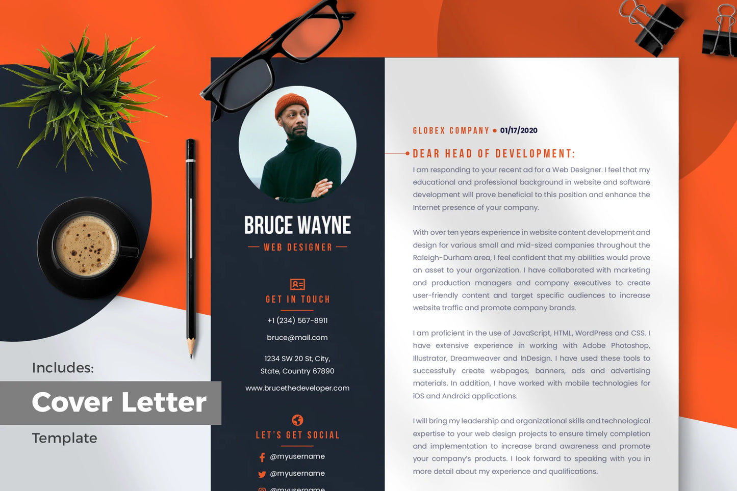 Leo Resume + Cover Letter Template Infographic templates