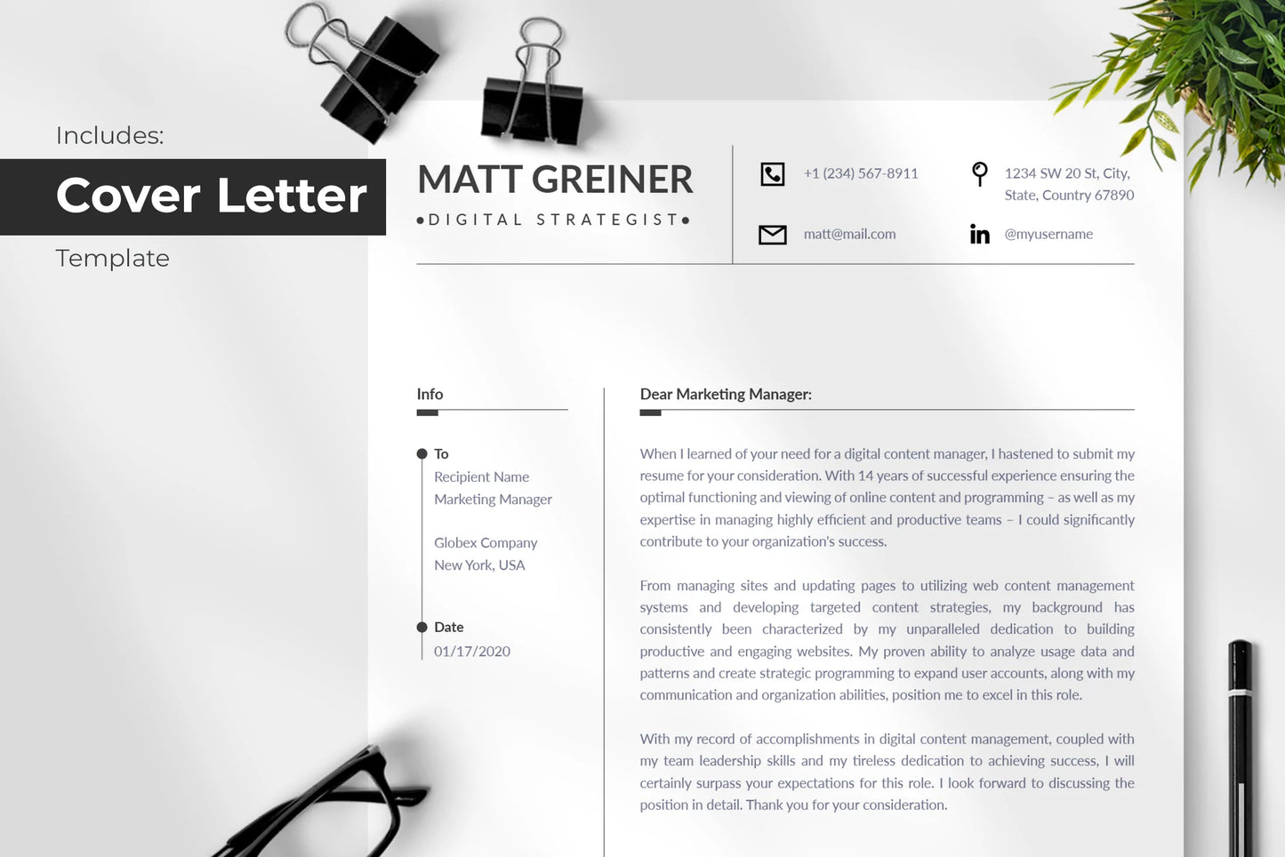 Matt Resume + Cover Letter Template Infographic Templates PowerPoint slides