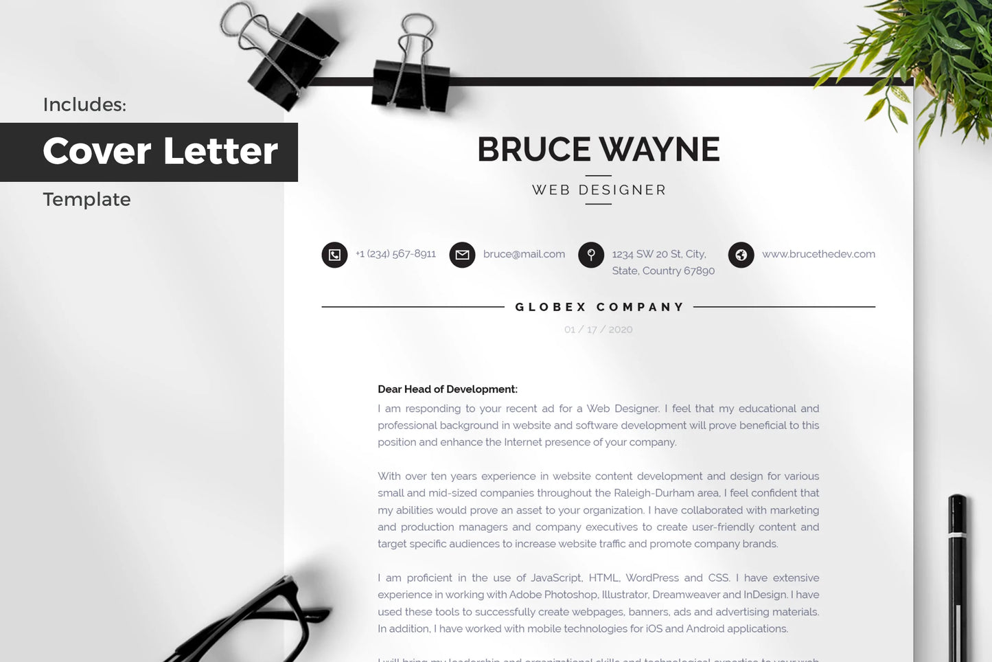 Mila Resume + Cover Letter Template Infographic templates