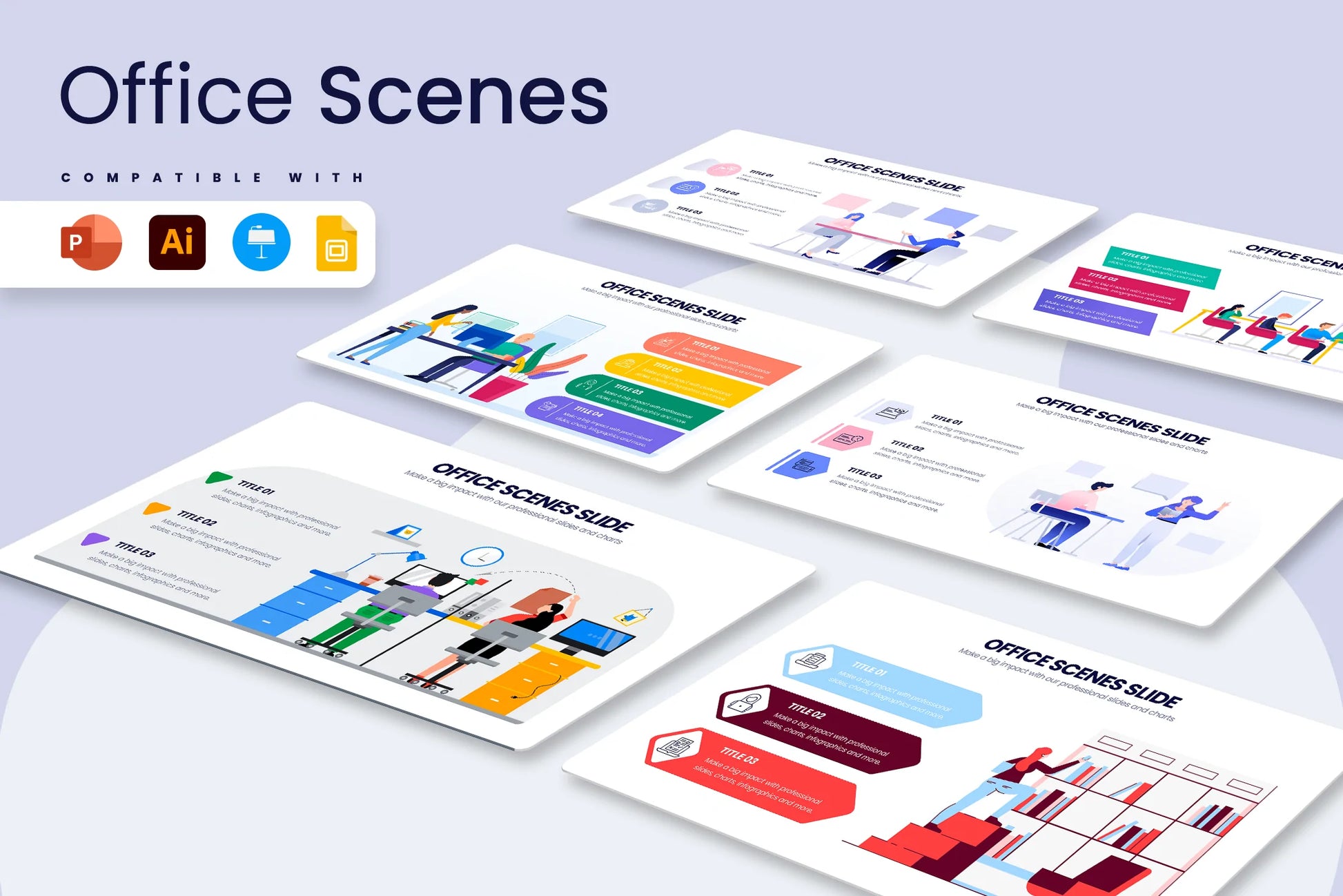 Office Scene Infographics for PowerPoint Keynote Google Slides and Illustrator Infographic templates