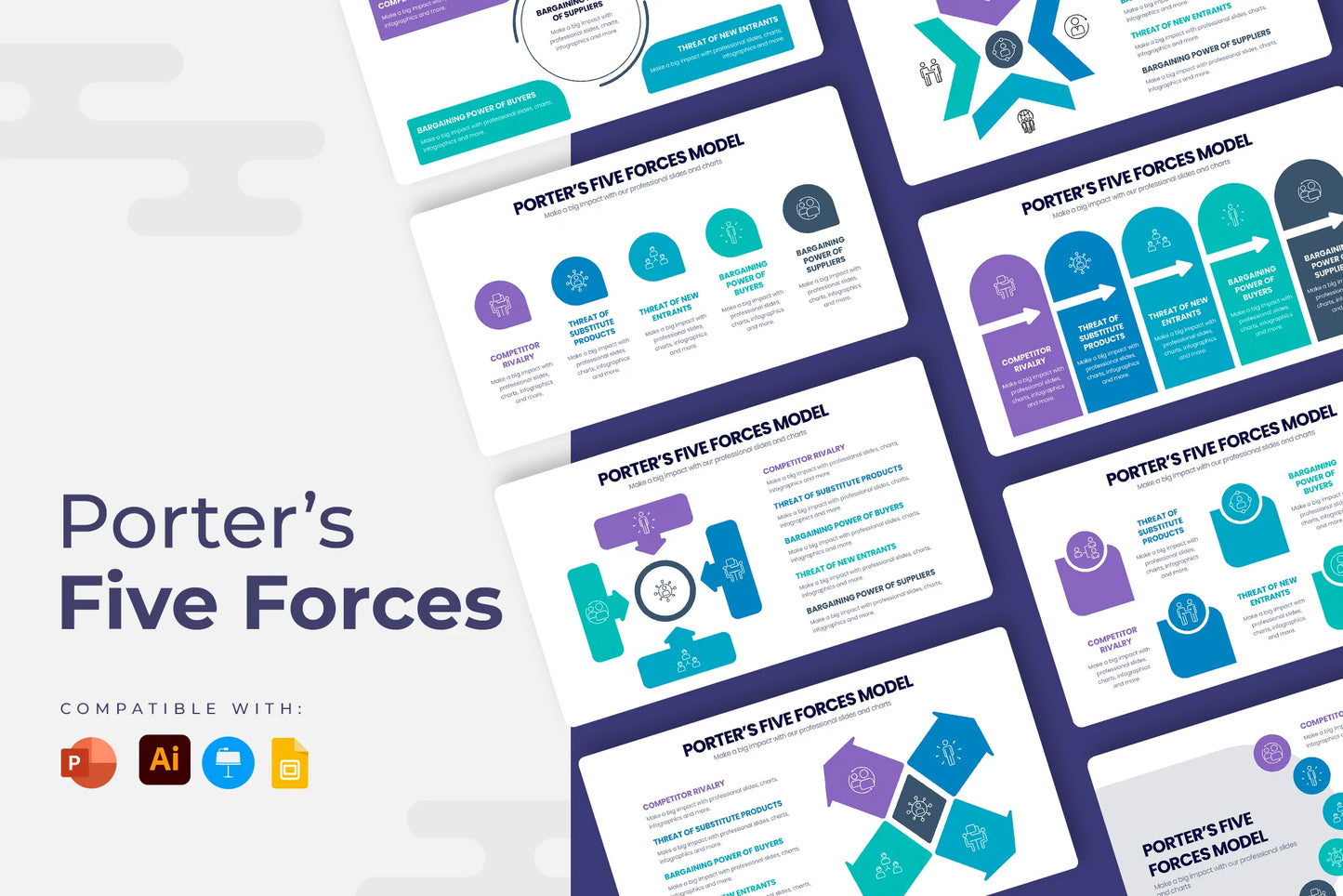 Porter's Five Forces Slides Infographic templates