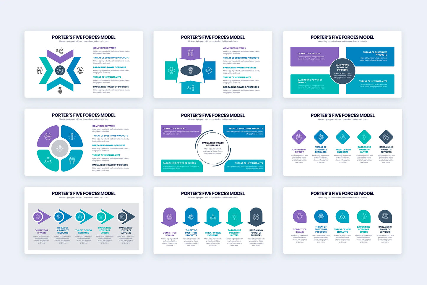 Porter's Five Forces Slides Infographic templates