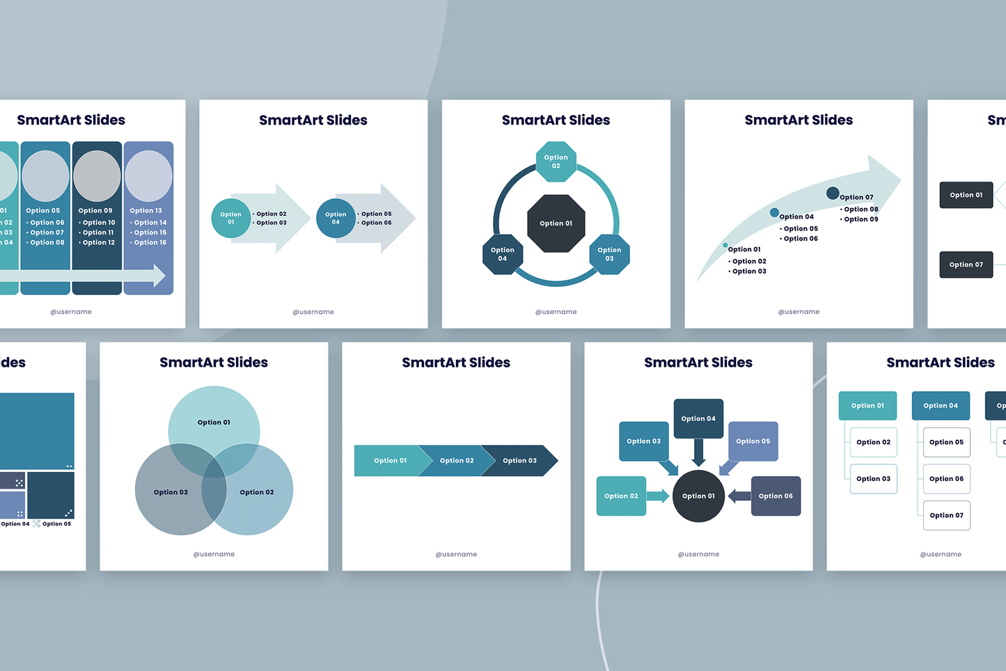 Square Smart Art Posts Infographic Templates PowerPoint slides