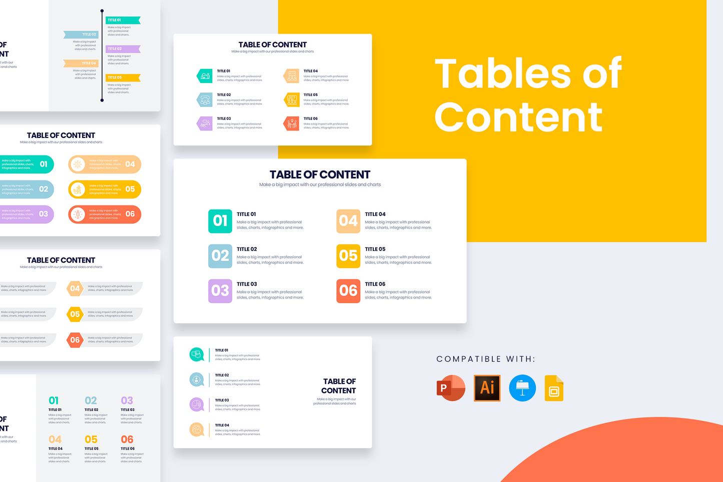 Table ofphic Templates PowerPoint slides