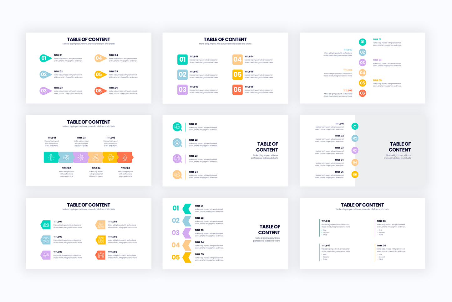 Table of content Templates PowerPoint slides