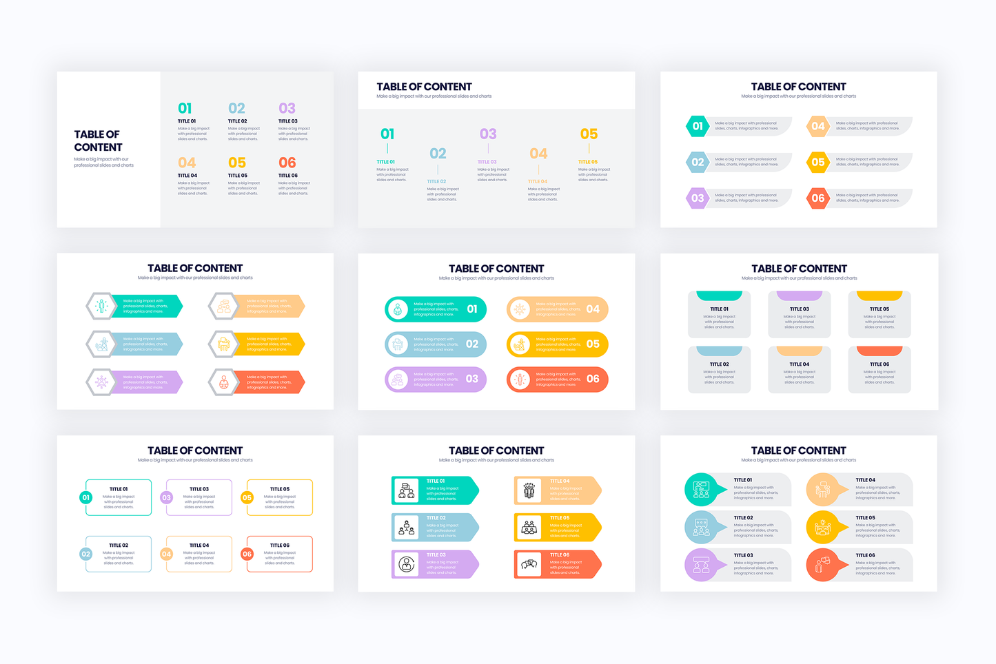 Table of content Templates PowerPoint slides