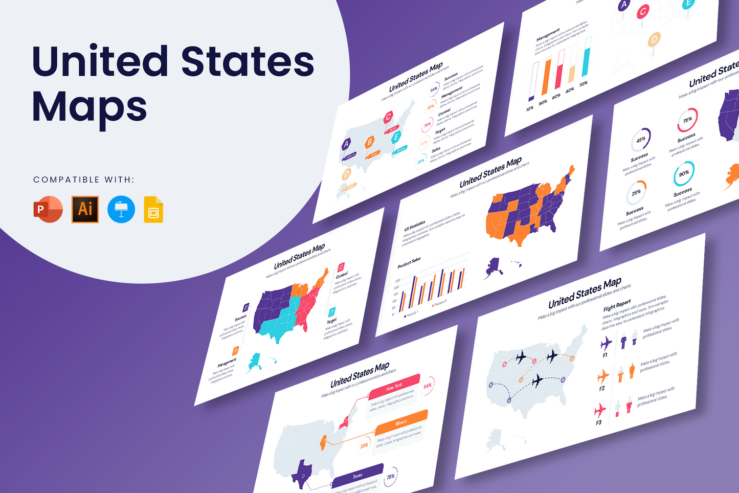 United States Map Infographic templates