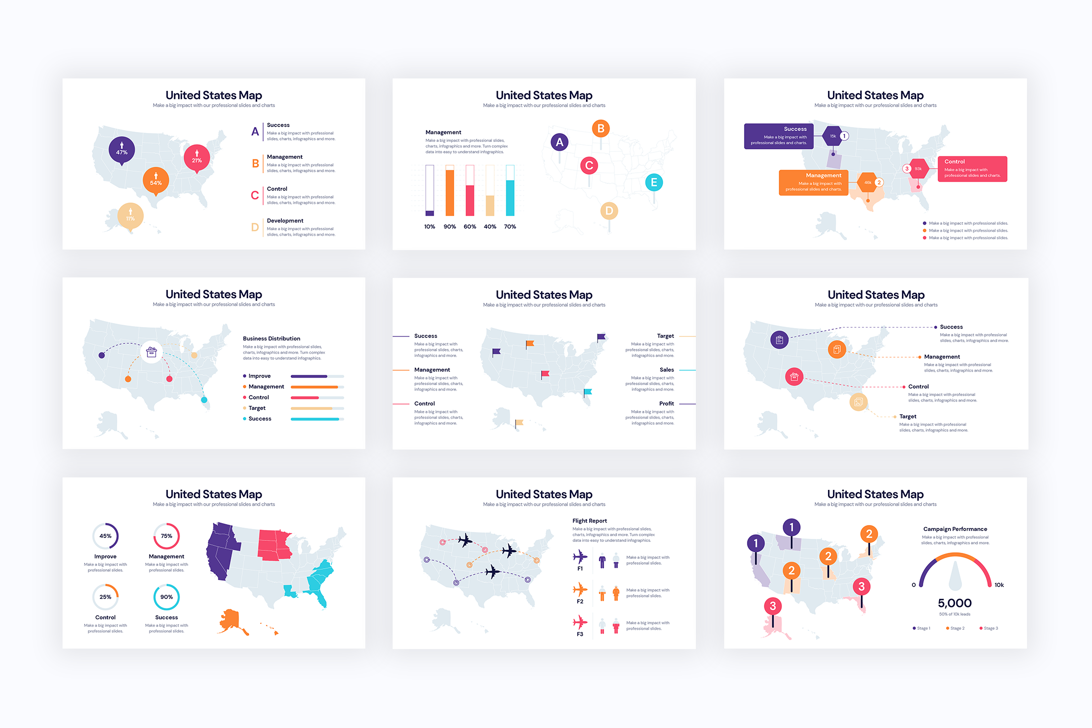 United States Maps for PowerPoint, Keynote, Google Slides and Illustra ...