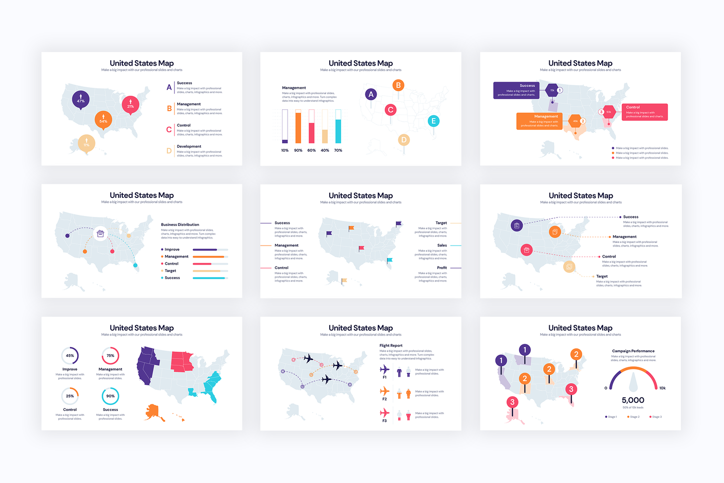 United States Map Infographic templates