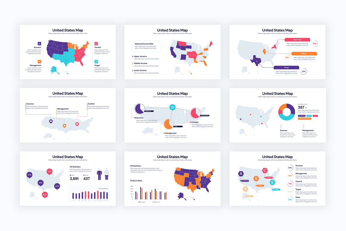 United States Map Infographic templates