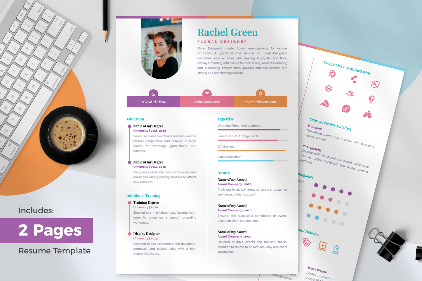 Zoe Resume + Cover Letter Template Infographics PowerPoint templates