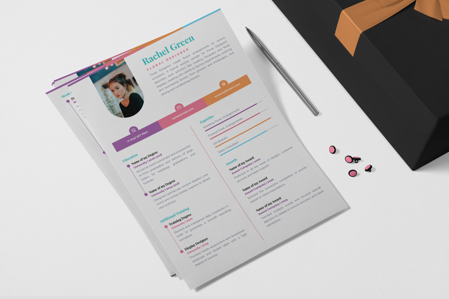 Zoe Resume + Cover Letter Template Infographics PowerPoint templates