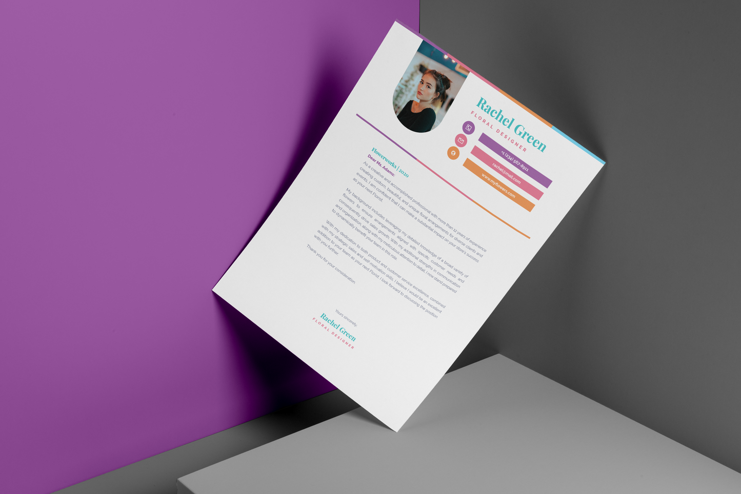 Zoe Resume + Cover Letter Template Infographics PowerPoint templates