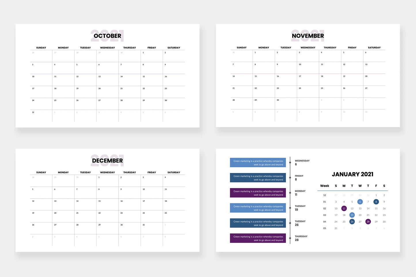 Calendar 2021 Slides Infographics template