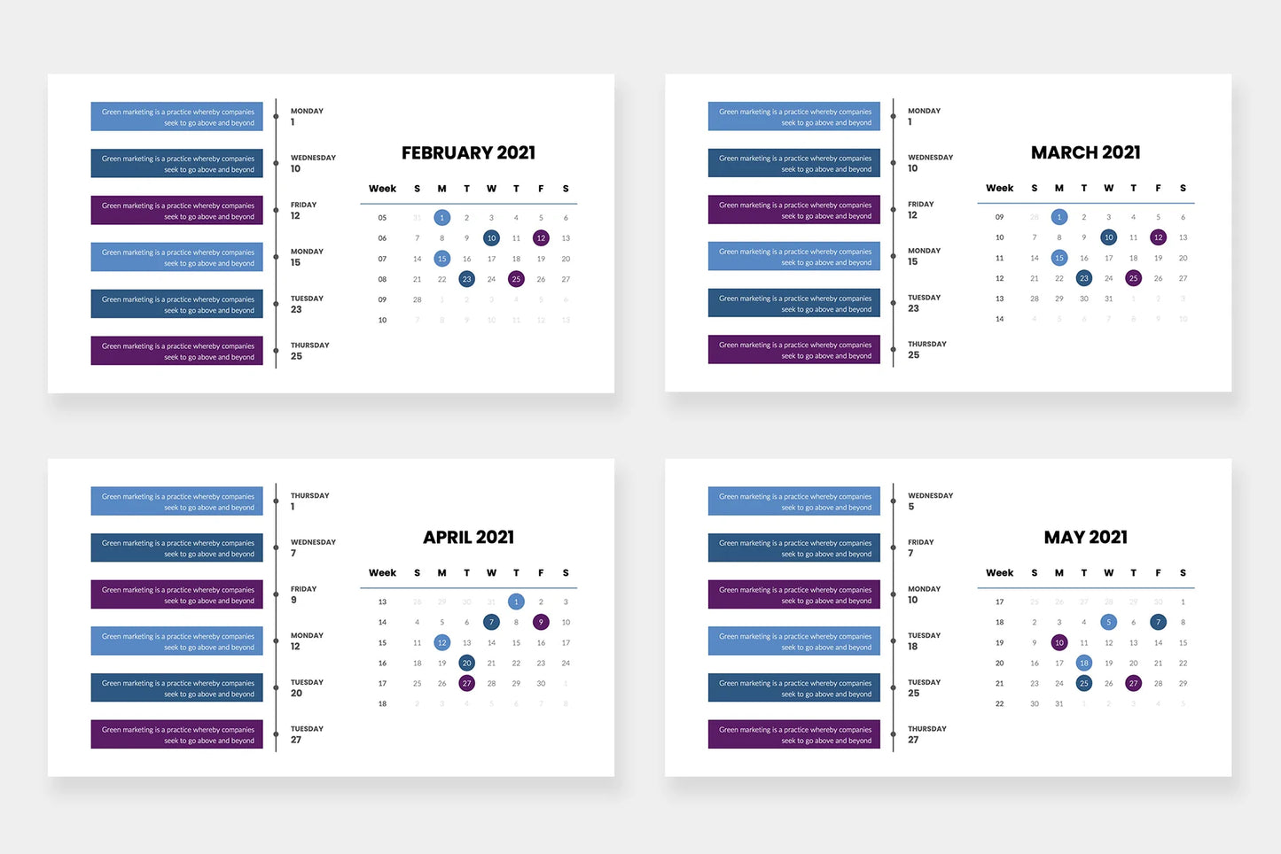 Calendar 2021 Slides Infographics template