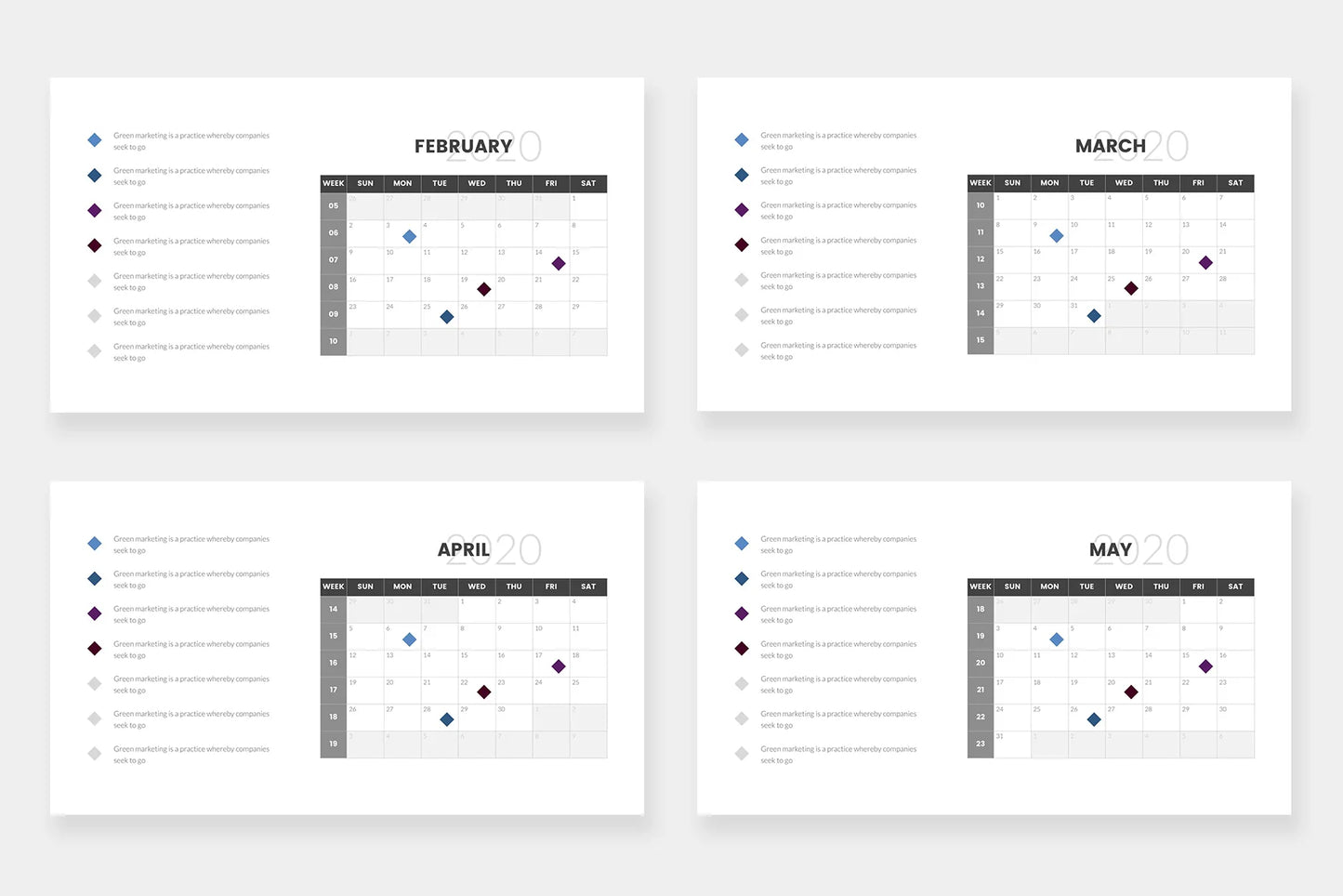 Calendar 2020 Slides Infographics PowerPoint templates