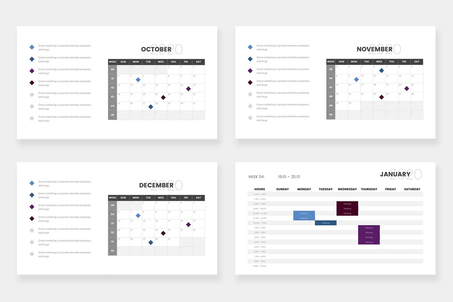 Calendar 2020 Slides Infographics PowerPoint templates