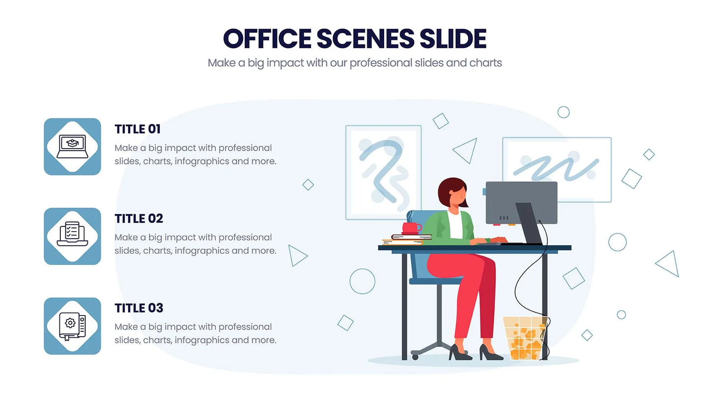 Office Scene Infographics for PowerPoint Keynote Google Slides and Illustrator Infographic templates