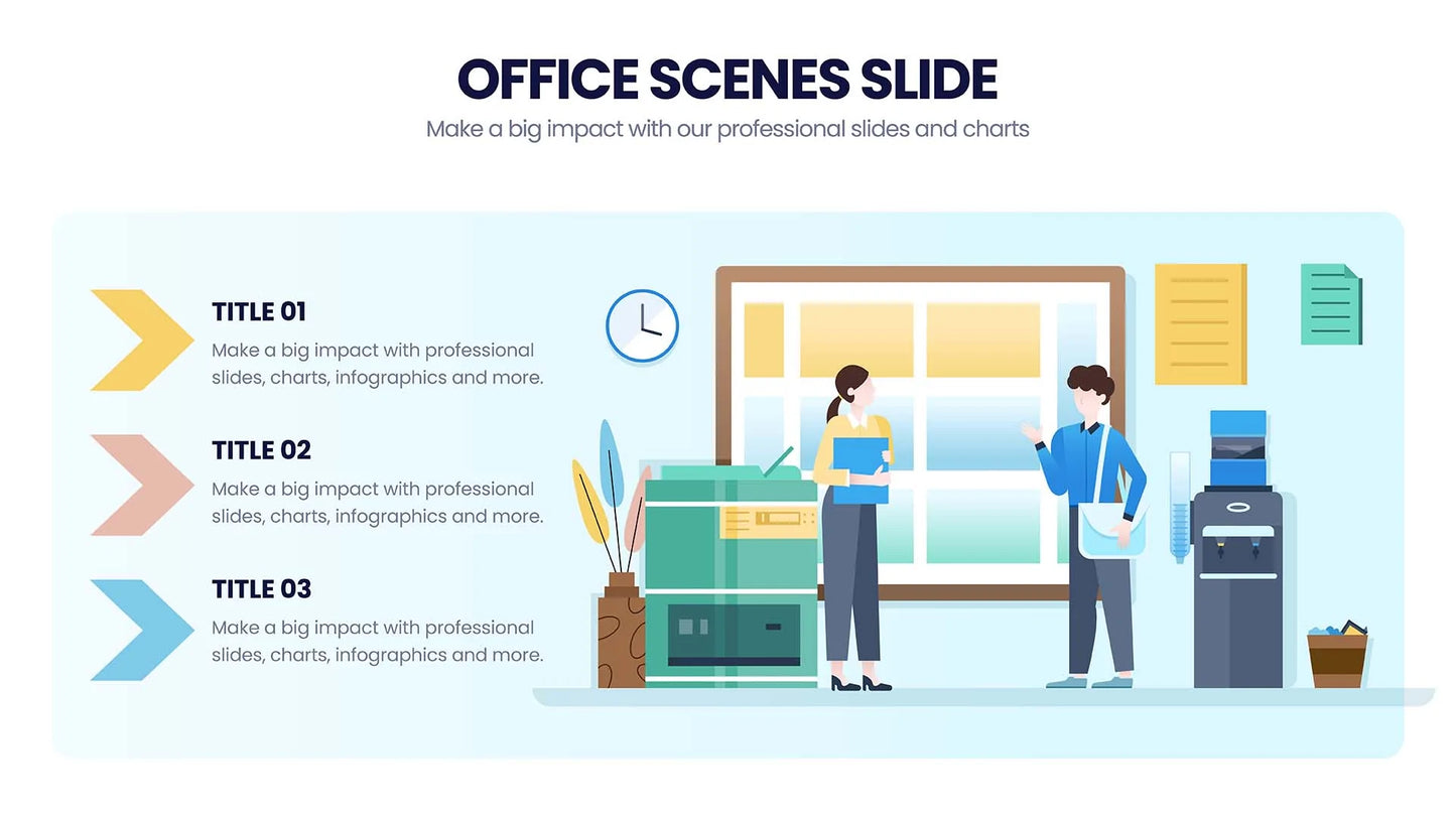 Office Scene Infographics for PowerPoint Keynote Google Slides and Illustrator Infographic templates