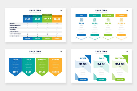 Pricing Table Infographic templates