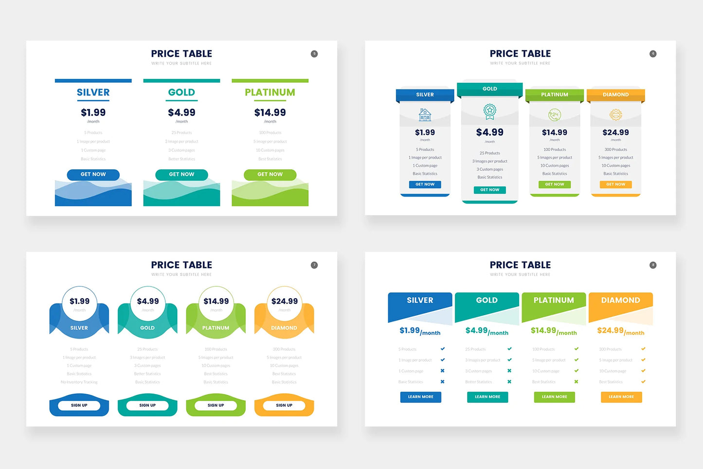 Pricing Table Infographic templates