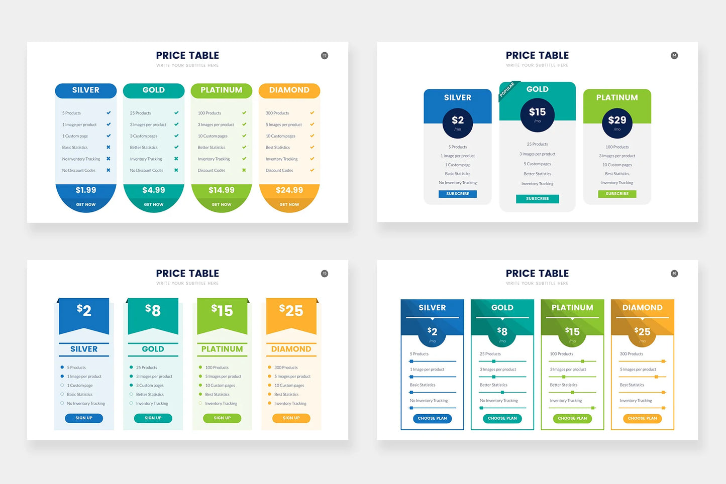 Pricing Table Infographic templates