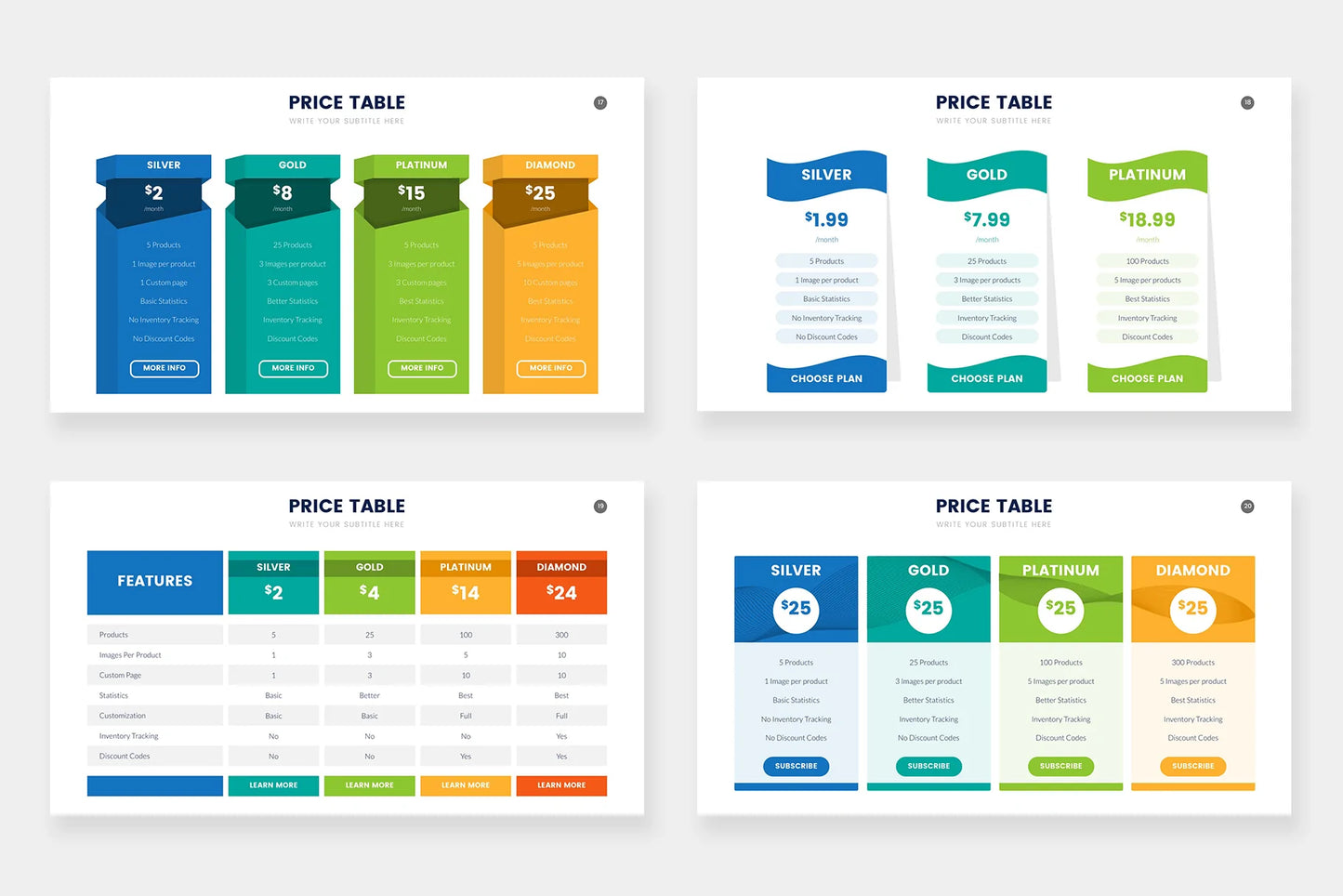 Pricing Table Infographic templates