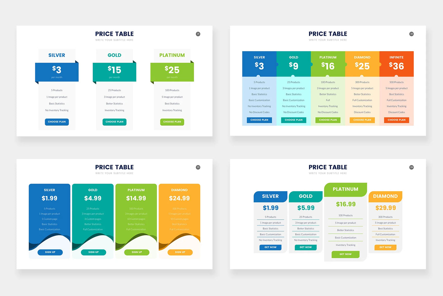 Pricing Table Infographic templates