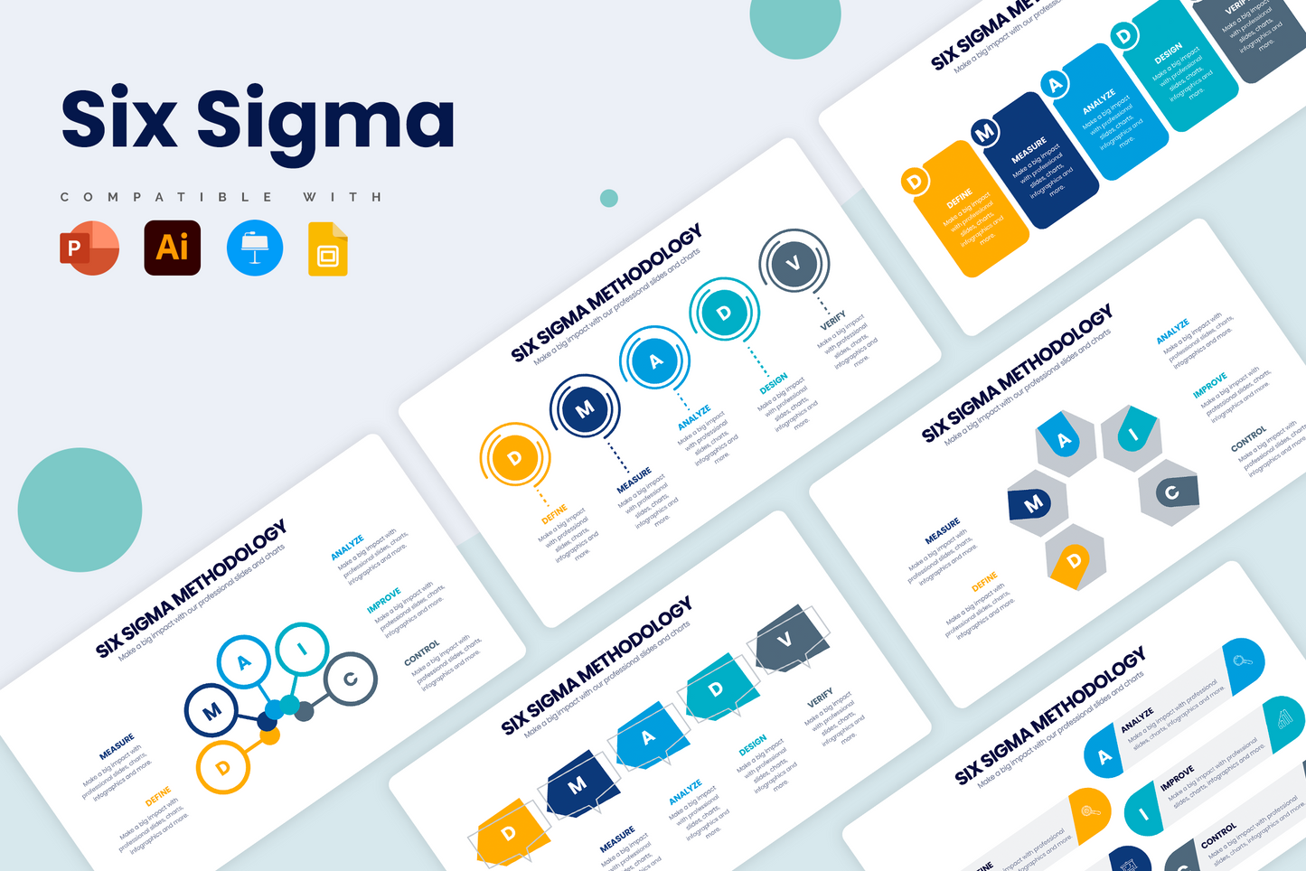 Six Sigma Methodology  for PowerPoint Keynote Google Slides and Illustrator Infographic templates