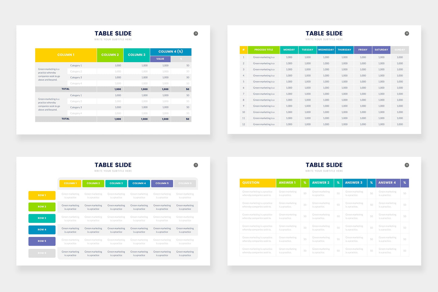 Table Infographic templates